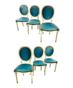 6 Louis XVI Gilt Painted Balloon Back Dining Chairs
