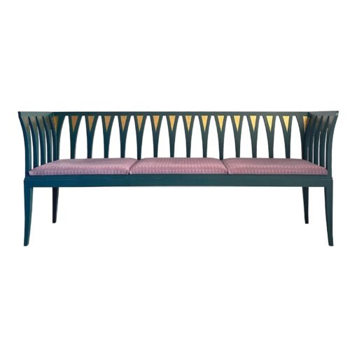 Art Nouveau Cranbrook Blue Settee Bench Sofa by Eliel Saarinen C. 1983 - Image 2