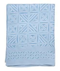 Azure Applique Bedspread, Queen - Sky Blue