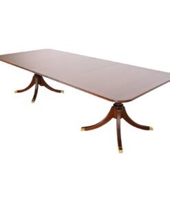 Baker Furniture Historic Charleston Georgian Mahogany Double Pedestal Extension Dining Table, Newly Refinished