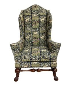 Baker Stately Homes Collection Irish Mahogany Wing Chair in a Custom William Morris Fabric