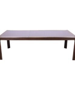 Bernhard Rohne for Mastercraft Burl Wood and Acid Etched Brass Extension Dining Table, Newly Refinished
