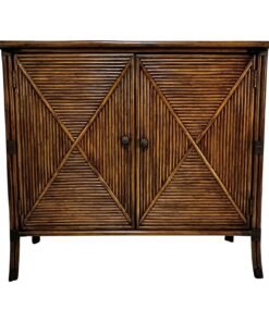 C. 1980s Split Bamboo and Pine Hall Cabinet in the French Style