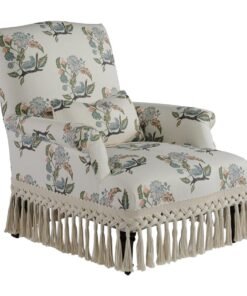 Celerie Kemble for Taylor King Napoleon Chair with Natural Braided Bullion Fringe in Twig Garden