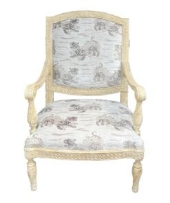 Dennis & Leen for Formations Carved Italian Arm Chair W Clarence House Tiger Velvet