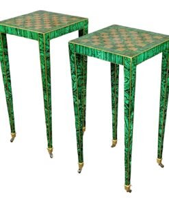 Donghia Malachite Side Tables W/Top Checkered Game by Isabel O'Neil Studio -A Pair