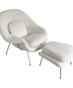 Knoll Eero Saarinen Womb Chair and Ottoman in Holly Hunt Shearling