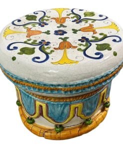 Majolica Italian Ceramic Terracotta Hand Painted Hollywood Regency Stool
