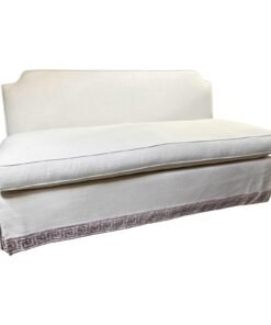 Neoclassical Style Scalamandre Fully Upholstered Bench Sofa W Greek Key