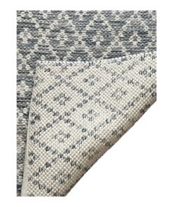 New! Dash & Albert by Annie Selke Melange Diamond Blue Woven Cotton Rug, 2'6" X 8'