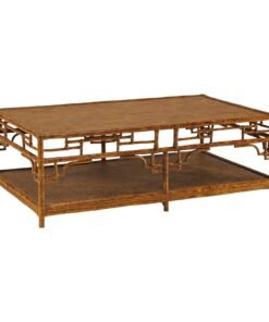 Pagoda Coffee Table, Large, Brown, Rattan