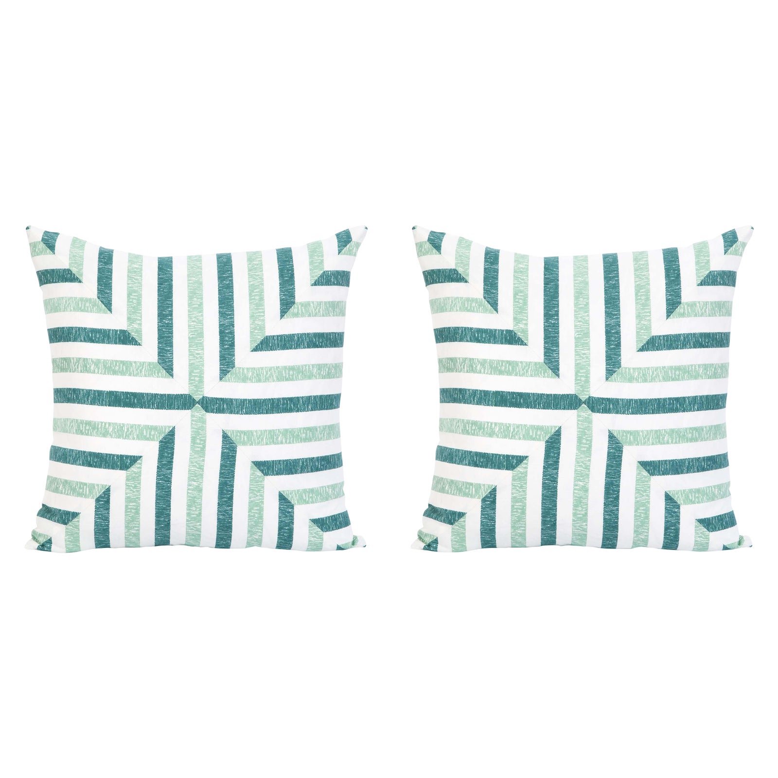 Palm Orleans Lake Worth Lagoon Teal Mitered Stripe Euro Pillow Shams - a Pair
