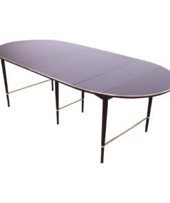Paul McCobb Connoisseur Collection Black Lacquered Mahogany and Brass Extension Dining Table, Newly Refinished