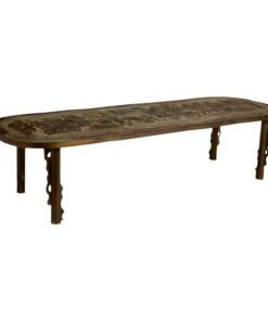 Philip and Kelvin LaVerne Acid Etched and Bronze "Romanesque" Coffee Table