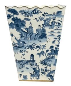 Vintage Blue & White Chinoiserie Wastebasket