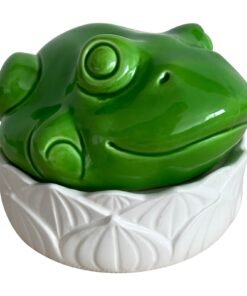 Vintage Shallow Porcelain Frog Container Box