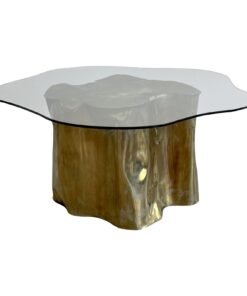Vintage Silas Seandel Biomorphic Brass Dining Table From Tree Trunk Series