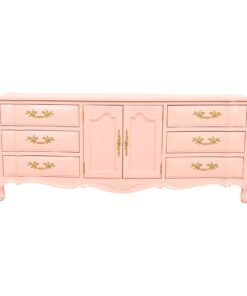 White Furniture French Provincial Louis XV Pink Lacquered Triple Dresser, Newly Refinished
